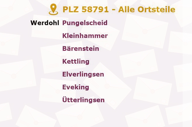 Postleitzahl 58791 Werdohl, Nordrhein-Westfalen - Alle Orte und Ortsteile