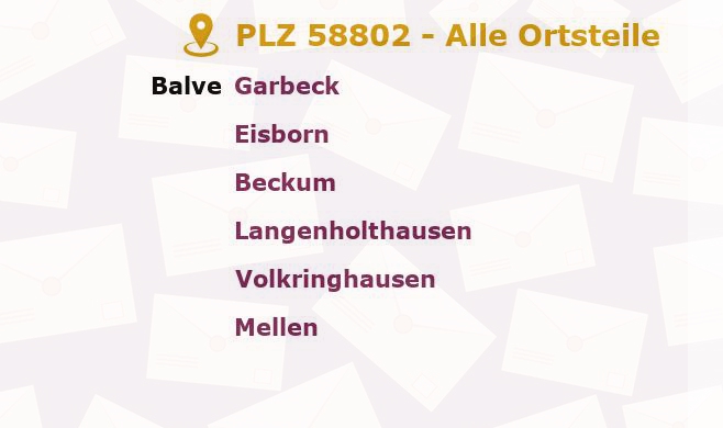 Postleitzahl 58802 Balve, Nordrhein-Westfalen - Alle Orte und Ortsteile