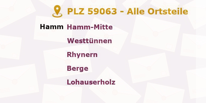 Postleitzahl 59063 Hamm, Nordrhein-Westfalen - Alle Orte und Ortsteile