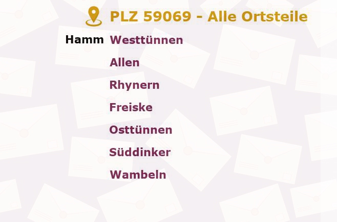 Postleitzahl 59069 Hamm, Nordrhein-Westfalen - Alle Orte und Ortsteile