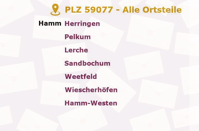 Postleitzahl 59077 Hamm, Nordrhein-Westfalen - Alle Orte und Ortsteile