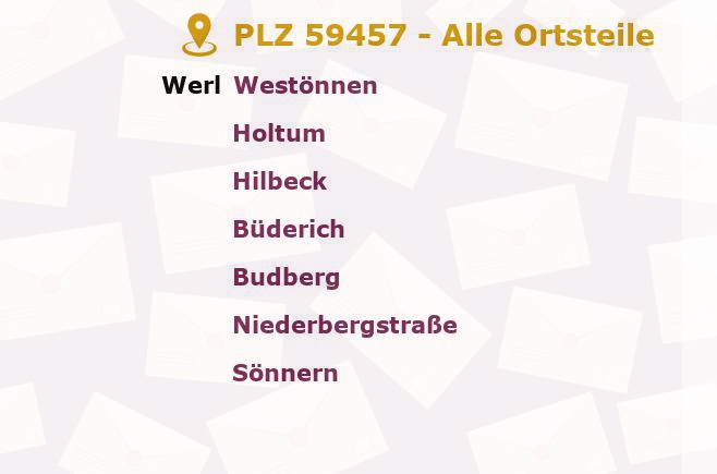 Postleitzahl 59457 Werl, Nordrhein-Westfalen - Alle Orte und Ortsteile