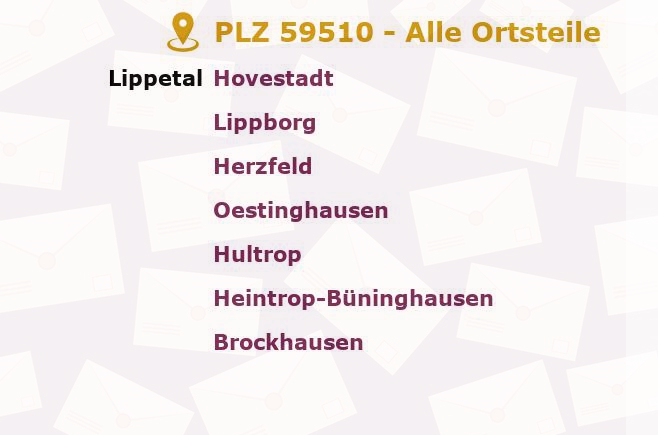 Postleitzahl 59510 Oestinghausen, Nordrhein-Westfalen - Alle Orte und Ortsteile