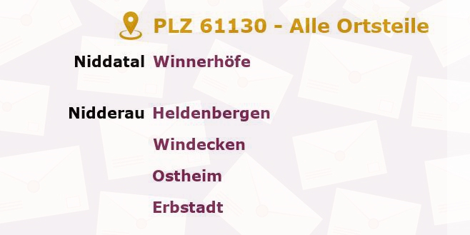 Postleitzahl 61130 Nidderau, Hessen - Alle Orte und Ortsteile