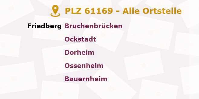 Postleitzahl 61169 Friedberg, Hessen - Alle Orte und Ortsteile