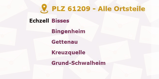 Postleitzahl 61209 Echzell, Hessen - Alle Orte und Ortsteile