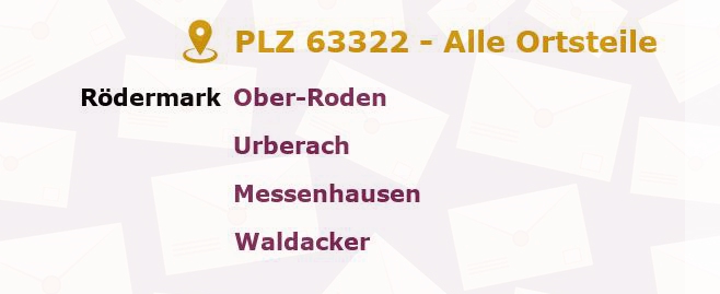Postleitzahl 63322 Hessen - Alle Orte und Ortsteile