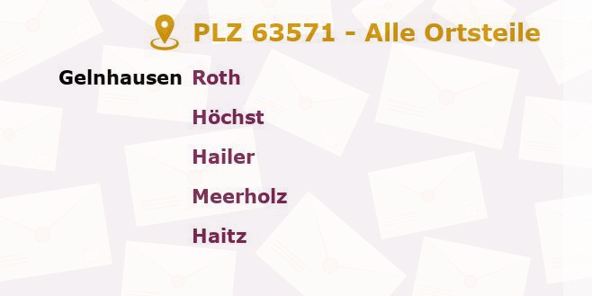 Postleitzahl 63571 Gelnhausen, Hessen - Alle Orte und Ortsteile