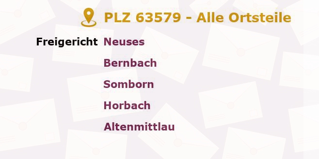 Postleitzahl 63579 Hessen - Alle Orte und Ortsteile