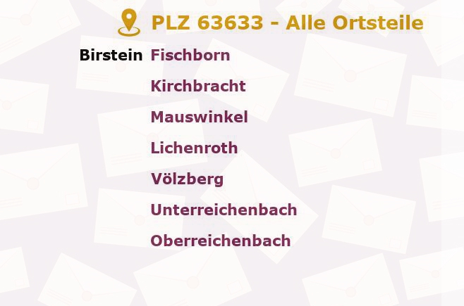 Postleitzahl 63633 Birstein, Hessen - Alle Orte und Ortsteile