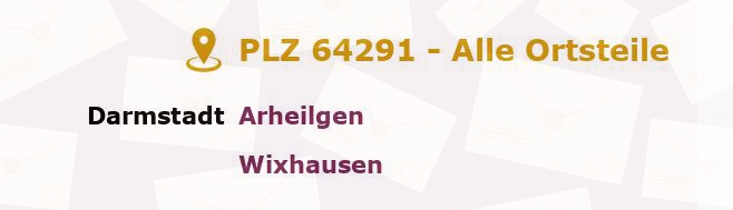 Postleitzahl 64291 Darmstadt, Hessen - Alle Orte und Ortsteile