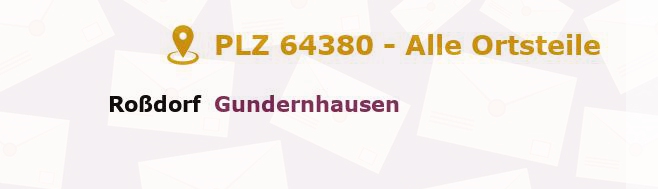 Postleitzahl 64380 Roßdorf, Hessen - Alle Orte und Ortsteile