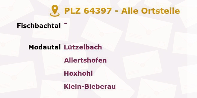 Postleitzahl 64397 Hessen - Alle Orte und Ortsteile