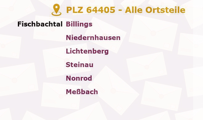 Postleitzahl 64405 Hessen - Alle Orte und Ortsteile