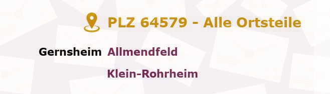 Postleitzahl 64579 Gernsheim, Hessen - Alle Orte und Ortsteile