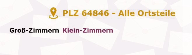 Postleitzahl 64846 Groß-Zimmern, Hessen - Alle Orte und Ortsteile