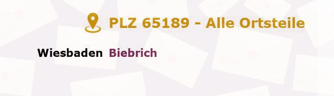 Postleitzahl 65189 Wiesbaden, Hessen - Alle Orte und Ortsteile