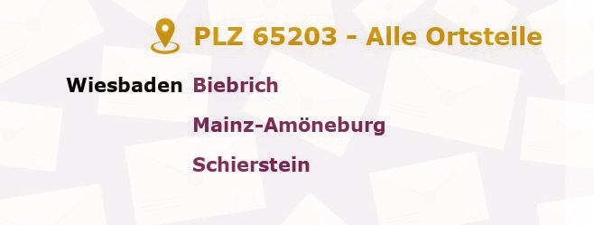 Postleitzahl 65203 Wiesbaden, Hessen - Alle Orte und Ortsteile