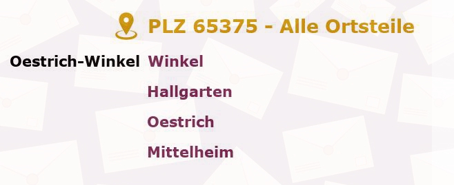 Postleitzahl 65375 Oestrich, Hessen - Alle Orte und Ortsteile