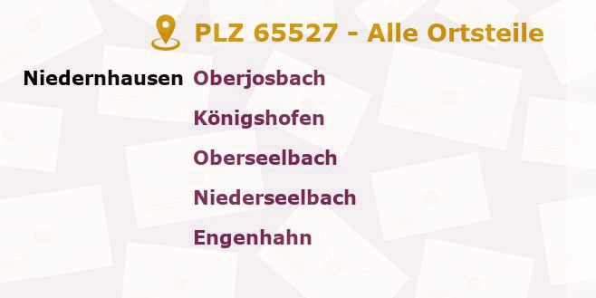 Postleitzahl 65527 Niedernhausen, Hessen - Alle Orte und Ortsteile