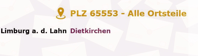Postleitzahl 65553 Limburg an der Lahn, Hessen - Alle Orte und Ortsteile