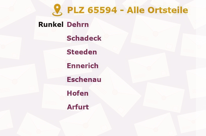 Postleitzahl 65594 Runkel, Hessen - Alle Orte und Ortsteile
