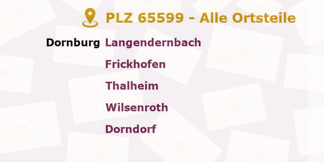 Postleitzahl 65599 Hessen - Alle Orte und Ortsteile