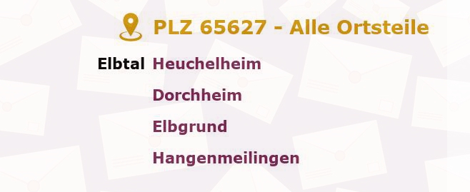Postleitzahl 65627 Hessen - Alle Orte und Ortsteile