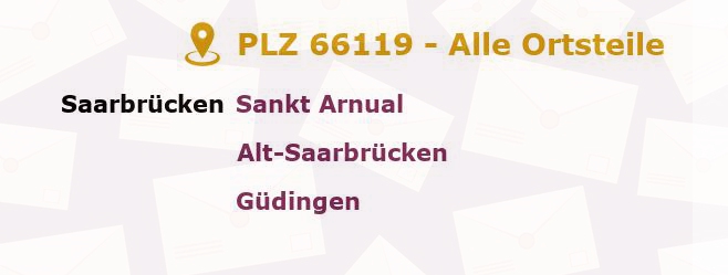 Postleitzahl 66119 Saarbrücken, Saarland - Alle Orte und Ortsteile