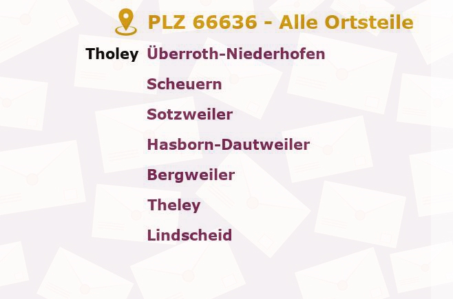 Postleitzahl 66636 Tholey, Saarland - Alle Orte und Ortsteile