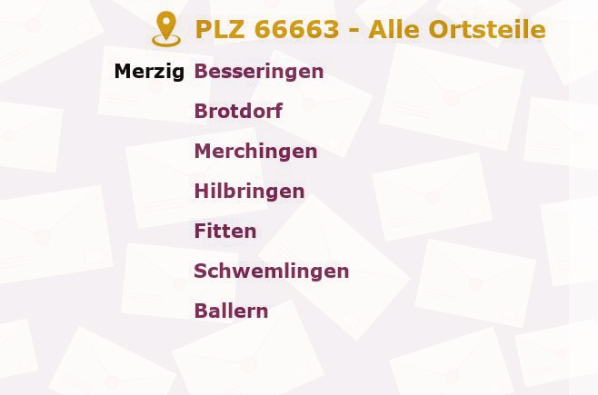 Postleitzahl 66663 Merzig, Saarland - Alle Orte und Ortsteile