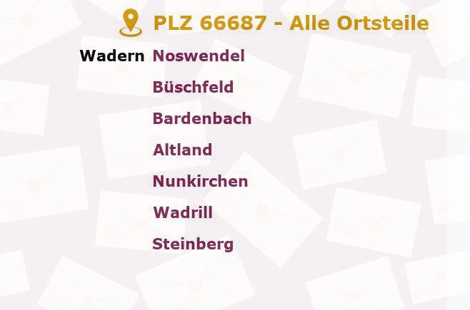 Postleitzahl 66687 Wadern, Saarland - Alle Orte und Ortsteile