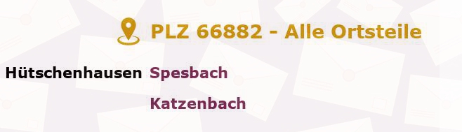 Postleitzahl 66882 Hütschenhausen, Rheinland-Pfalz - Alle Orte und Ortsteile