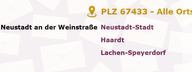 Postleitzahl 67433 Neustadt an der Weinstraße, Rheinland-Pfalz - Alle Orte und Ortsteile