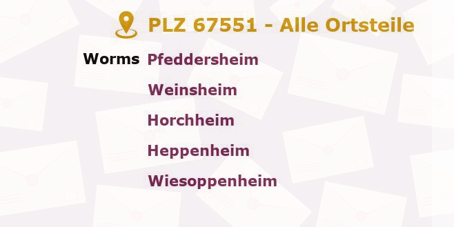 Postleitzahl 67551 Worms, Rheinland-Pfalz - Alle Orte und Ortsteile