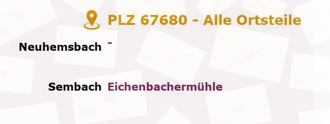 Postleitzahl 67680 Neuhemsbach, Rheinland-Pfalz - Alle Orte und Ortsteile