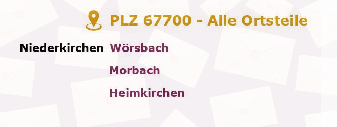 Postleitzahl 67700 Niederkirchen, Rheinland-Pfalz - Alle Orte und Ortsteile