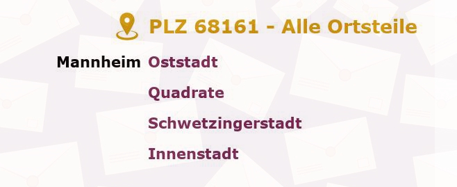 Postleitzahl 68161 Mannheim, Baden-Württemberg - Alle Orte und Ortsteile