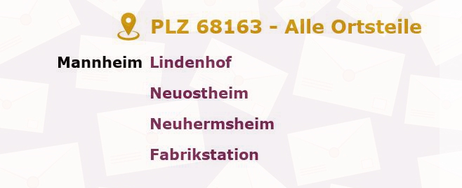 Postleitzahl 68163 Mannheim, Baden-Württemberg - Alle Orte und Ortsteile