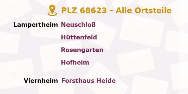 Postleitzahl 68623 Lampertheim, Hessen - Alle Orte und Ortsteile