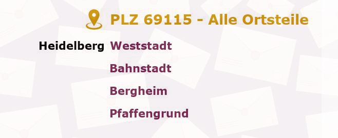 Postleitzahl 69115 Heidelberg, Baden-Württemberg - Alle Orte und Ortsteile
