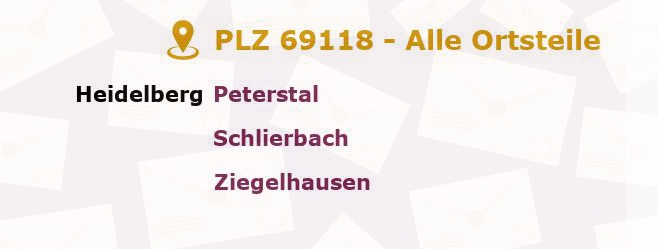 Postleitzahl 69118 Heidelberg, Baden-Württemberg - Alle Orte und Ortsteile
