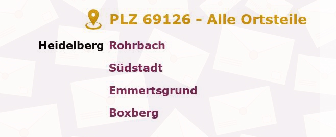 Postleitzahl 69126 Heidelberg, Baden-Württemberg - Alle Orte und Ortsteile