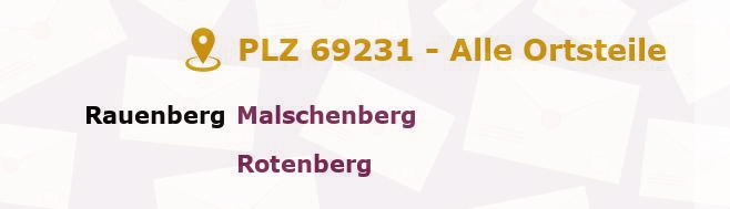 Postleitzahl 69231 Rauenberg, Baden-Württemberg - Alle Orte und Ortsteile