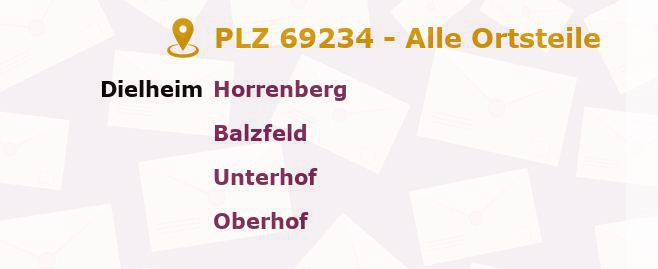 Postleitzahl 69234 Dielheim, Baden-Württemberg - Alle Orte und Ortsteile