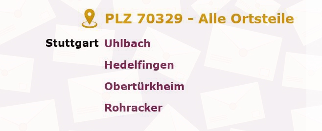 Postleitzahl 70329 Stuttgart, Baden-Württemberg - Alle Orte und Ortsteile