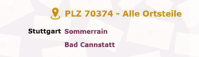Postleitzahl 70374 Stuttgart, Baden-Württemberg - Alle Orte und Ortsteile