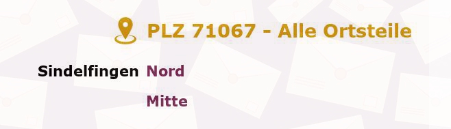 Postleitzahl 71067 Sindelfingen, Baden-Württemberg - Alle Orte und Ortsteile