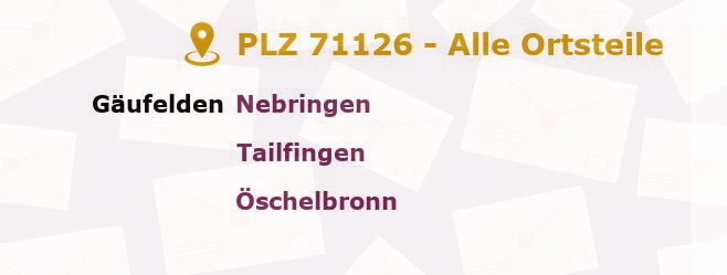 Postleitzahl 71126 Baden-Württemberg - Alle Orte und Ortsteile