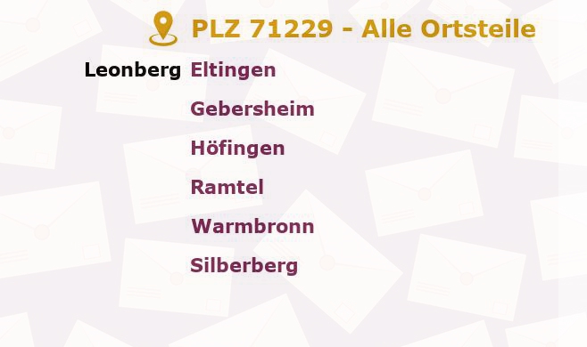 Postleitzahl 71229 Leonberg, Baden-Württemberg - Alle Orte und Ortsteile